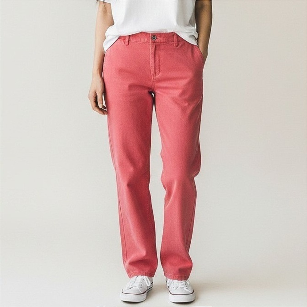Banana Republic Womens Coral Red Linen Blend Straight Leg Trousers Size 12 - Picture 1 of 10